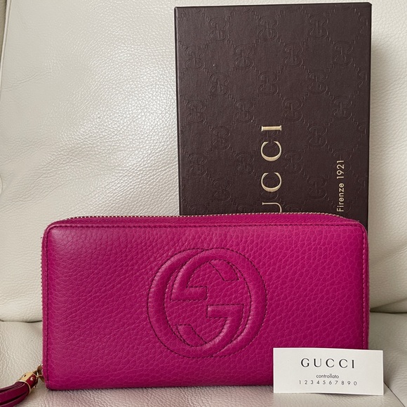 ✨SOLD ✨Gucci Long Leather Wallet Dark Pink - Picture 1 of 6